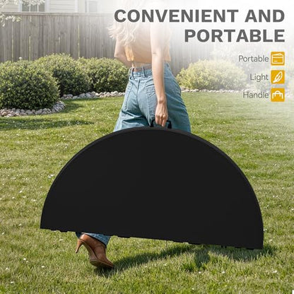 DWVO 48 Inch Folding Table for Outdoor/Indoor, Round Folding Table w/Sturdy Metal Frame, Lightweight Yet Thick Table Top Ideal for Patio Backyard Dining Room Events, Black