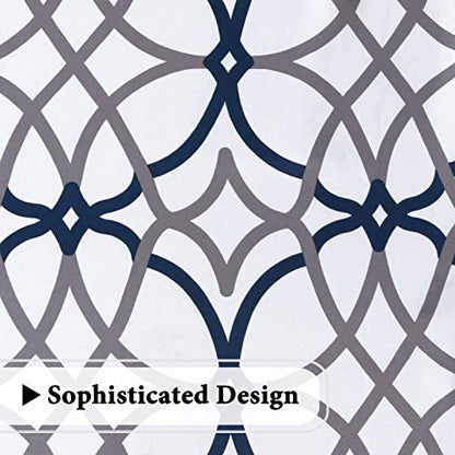 H.VERSAILTEX Blackout Curtain Valances for Kitchen/Bathroom - Thermal Insulated Window Valances for Living Room/Bedroom Rod Pocket Short Curtain 1 Panel, 52x18 inch, Geo in Dark Denim and Grey - color: Geo in Dark Denim and Grey