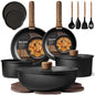 CAROTE 19pcs Pots and Pans Non Stick, Cookware Sets Detachable Handle, Induction Kitchen Pots and Pans,NonStick Cooking Set, Oven/Dishwasher/Fridge Safe, Space Saving - color: Black, size: 19 Piece
