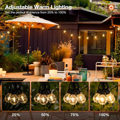 addlon 100FT Outdoor String Lights G40 with Remote Control, Dimmable Patio Globe LED Lights Waterproof Shatterproof, Hanging Outside Lighting for Backyard, Garden, Deck, Balcony, Porch, Café, Bristo - size: 100FT