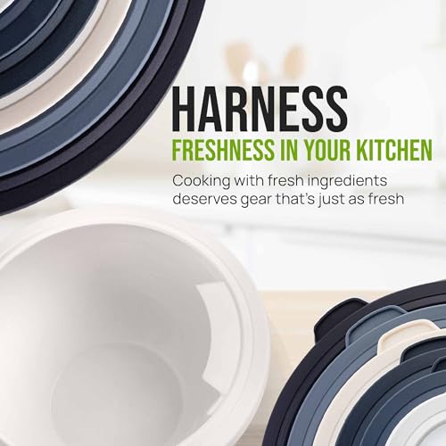 Zulay Kitchen 12 Piece Plastic Mixing Bowls with Leak-Proof Lids Set - Microwave and Freezer Safe Kitchen Mixing Bowls for Preparing, Serving and Storing - Large Nesting Bowls (Navy Ombre) - color: Navy Ombre