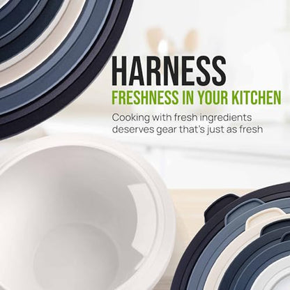 Zulay Kitchen 12 Piece Plastic Mixing Bowls with Leak-Proof Lids Set - Microwave and Freezer Safe Kitchen Mixing Bowls for Preparing, Serving and Storing - Large Nesting Bowls (Navy Ombre) - color: Navy Ombre