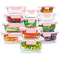 KOMUEE 24 Pieces Glass Food Storage Containers Set, Meal Prep Containers, BPA-Free Airtight Glass Storage Containers with lids,Freezer, Microwave and Oven Safe,Pink - color: Pink