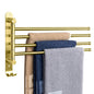 NearMoon Swivel Towel Rack, 13.8" Thicken 304 Stainless Steel 4-Arm Towel Bar, Space Saving Wall Mounted Towel Holder with Hook, Rustproof Swing Out Towel Hanger for Bathroom, Kitchen (Brushed Gold) - color: Brushed Gold, size: 13.8 Inch