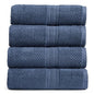 Springtree Home 100% Cotton Bath Towel Set of 4 | Blue Towels | Geometric Textured Design | Absorbent & Quick-Dry | 4 Bath Towels | Oeko-TEX® Standard 100 Cotton | Myla Collection - Indigo - color: Indigo, size: Bath Towel (4 Pack)