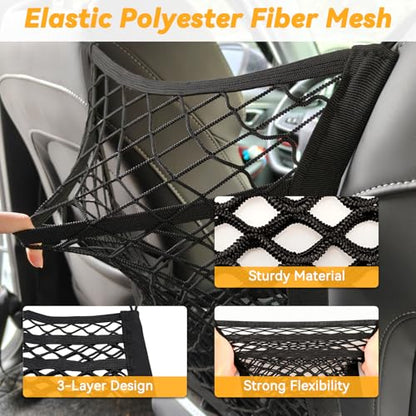 Dog Car Net Barrier for SUV Pet Barrier for Dog & Child Drive Safety Barrier with Mesh Pockets, Seat Back Net Bag Storage, Pouch Travel Accessory, Easy to Install - size: 15.7 x 13.7 Inch