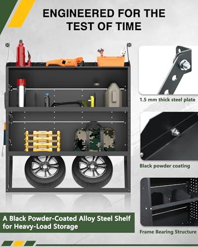 52" W x 46" H x 13" D Cargo Van Shelving Storage System Fit for Ford Transit, GMC Savana, Chevy Express, Nissan NV, Ram Promaster, Mercedes-Benz Sprinter and Metris