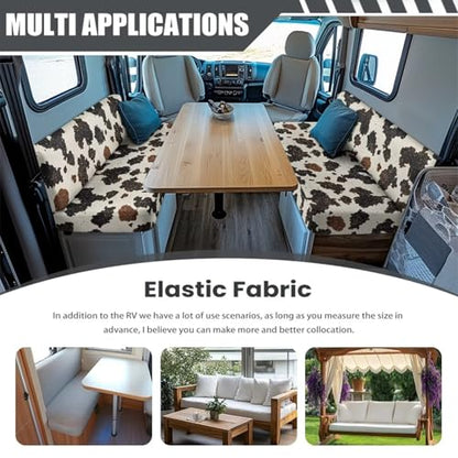 RV Dinette Cushion Covers, Giraffe Skin Stretch Camper Couch Cover with Seat Covers and Backrest Cushions, Camper Seat Protector Dinette Booth Sofa Slipcover for Rv - color: Giraffe Skin