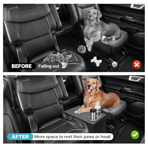 Mixsuper Liner Car Seat Organizer for Kia Telluride 2020-2026 Center Console Organizer with Cup Holders for Telluride, Kids Toys Baby Supplies Dog Toy Box Storage Bin Travel Accessories