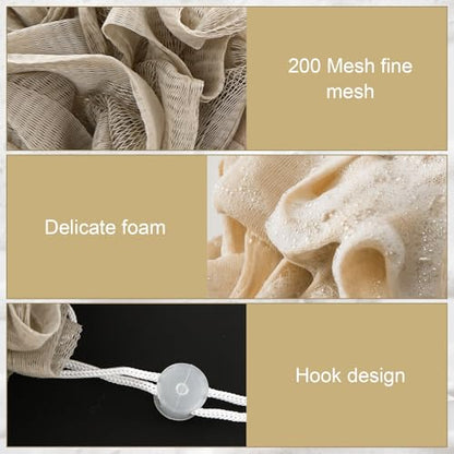 3 Pcs Soap Bar Loofah, 2 in 1 Bar Soap Loofah Pouch Can Hold Soap Effective Exfoliation for Bathing (Beige*2 + Khaki*1) - style: Beige + Khaki