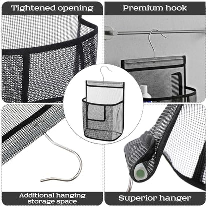 Mesh Shower Caddy Hanging, PVC Bathroom Storage Bag with Hooks for College Dorm, Gym, Swimming, RV and Travel