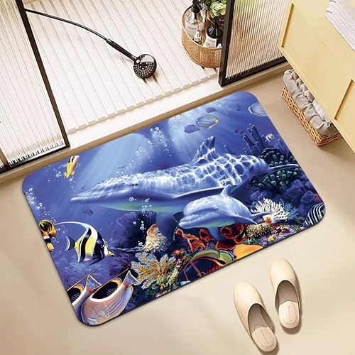Bathroom Rugs Non Slip Quick Dry Bath mat Rubber Bathroom mat, Super Absorbent Bath mat, Washable Bathroom mat Bath Rugs, Shower Mat Bath Mats for Bath Floor, 15.7x23.6in, Underwater World - color: Underwater World, size: 15.7x23.6in
