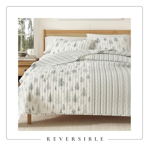 Great Bay Home Lodge Quilt Set - 2-Piece Twin/Twin XL Size Rustic Bedding Set - Lightweight, All-Season, Reversible Bedspread (Grey/Green) - color: Grey / Green, size: Twin / Twin XL