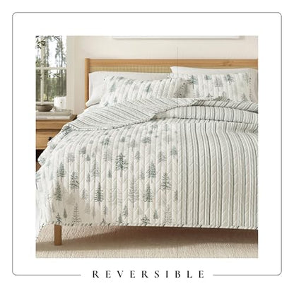 Great Bay Home Lodge Quilt Set - 2-Piece Twin/Twin XL Size Rustic Bedding Set - Lightweight, All-Season, Reversible Bedspread (Grey/Green) - color: Grey / Green, size: Twin / Twin XL