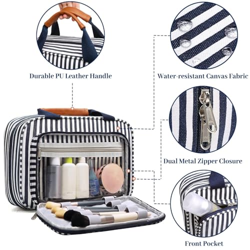 Bosidu Hanging Travel Toiletry Bag,Large Capacity Cosmetic Travel Toiletry Organizer for Women with 4 Compartments & 1 Sturdy Hook,Perfect for Travel/Daily Use/Christmas - color: z-Blue