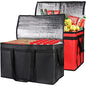 Bodaon 2-Pack Insulated Food Delivery Bag, XXX-Large Meal Grocery Tote Insulation Bag for Hot and cold Food, Commercial, Large Capacity Reusable Warming Bag, Heavy Duty Pizza Carrier, Black + Red - color: Black + Red, size: XXX-Large (Without Hard Bottom)