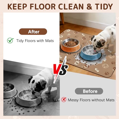 Dog Food Mat for Bowls, Absorbent Quick Dry Dog Cat Mats for Food and Water, Non-Slip Backing Pet Mat Pet Supplies - Bone Pattern - color: Bone1