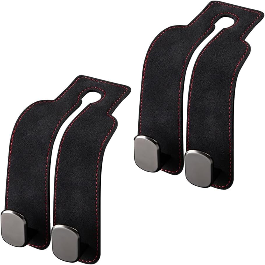 2026 New Car Seat Headrest Hooks for Purses and Bags - Support Car Headrest Hooks for Purses and Bags Coat, Leather Car Bag Purse Holder with Double Hooks (Black-2PC) - color: Black-2PC
