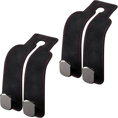 2026 New Car Seat Headrest Hooks for Purses and Bags - Support Car Headrest Hooks for Purses and Bags Coat, Leather Car Bag Purse Holder with Double Hooks (Black-2PC) - color: Black-2PC