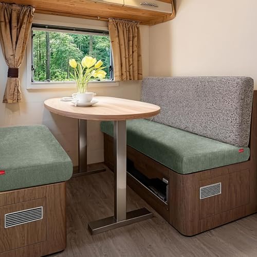 Waterproof RV Dinette Cushion Covers - Stretch Fabric Camper Seat Slipcover Replacement, Washable RV Couch Cover Designed for Camper Car Bench (Loveseat 2 Bench Cover, Green) - color: Green, size: Loveseat 2 Bench Cover