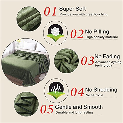 Polar Fleece Blankets Travel Size for The Bed Extra Soft Brush Fabric Super Warm Sofa Blanket 50" x 61"(Green Travel) - color: Green, size: Travel (50-Inch-by-61-Inch)