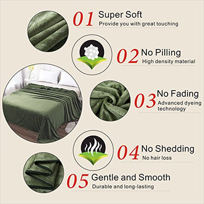 Polar Fleece Blankets Travel Size for The Bed Extra Soft Brush Fabric Super Warm Sofa Blanket 50" x 61"(Green Travel) - color: Green, size: Travel (50-Inch-by-61-Inch)