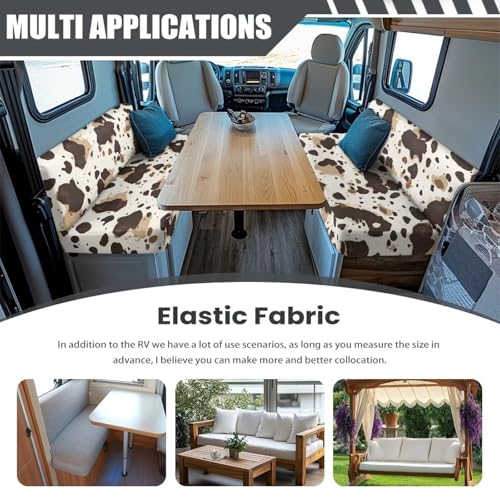 Cow Pattern RV Dinette Cushion Covers Stretch Camper Cushion Slipcover Furniture Protector 1 Bench Cover 1 Backrest Cover RV Accessories for Inside - color: Cow Pattern