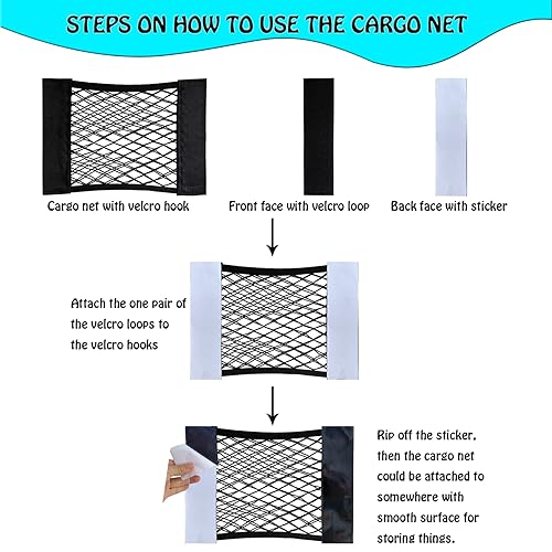 6 Pack Mesh Cargo Net Car Trunk Net Wall Sticker Organizer Pouch Bag Elastic Net with Tape Stickers for Car Trunk Storage Storage Holder for Kitchen Cabinet,Closet Organize - size: 6PCS (Same Size)