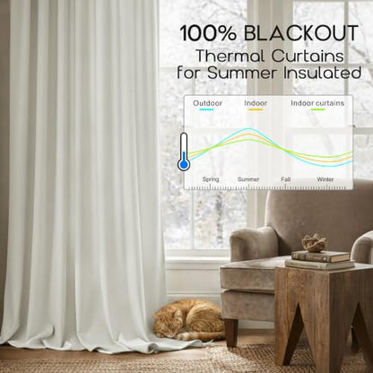 102 Inch Long Curtains, Oatmeal Polished Linen Textured Blackout Pleated Drapes for Living Room Bedroom, 2 Panels Set - color: Greige, size: 52"W x 102"L (Pack of 2)