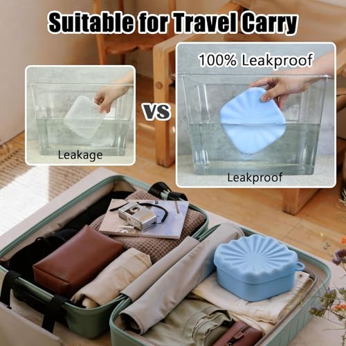 Travel Soap Case, Leakproof Soap Box Container, Square Shampoo Bar Case with Draining Layer, Slip-Resistant Portable Bar Soap Holder for Travel, Camp, Gym (Light Blue) - color: Light Blue