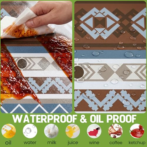 Fitted Picnic Table Cover with Bench Covers Fitted Rectangle Table Cloth Tablecloth Camping Gear Essentials Rv Accessories Road Trip Supplies Car Travel Must Have 6 Ft Foot Feet 72in Boho Bohemian - color: Blue Brown Boho, size: 72in