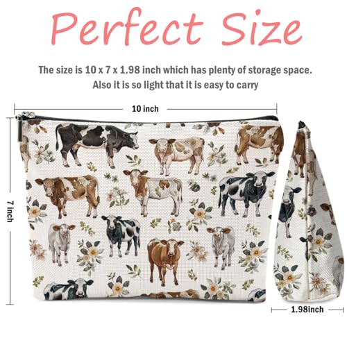 Cow Gifts, Cow Print Stuff Makeup Bag, Cosmetic Bag Travel Pouch, Animal Lovers Friendship Graduation Birthday Gifts for Women Girls Daughter Sisters Bestie Best Friend - color: Multicolor 0079