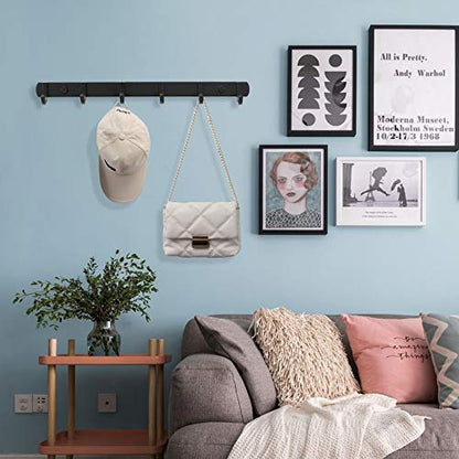 Ihomepark Coat Hooks Wall Mounted, Heavy Duty Metal 6 Coat Hanger Rack for Coat Hat Towel Purse Robes Keys Mudroom Bathroom Entryway (1 Pack, Black) - size: 6 Hooks(1 Pcs)