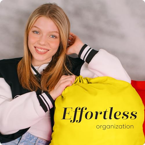 Nylon Laundry Bag - Locking Drawstring Closure and Machine Washable. These Bags will Fit a Laundry Basket or Hamper and Strong Enough to Carry up to Three Loads of Clothes. (Yellow) - color: Yellow, size: 22" x 32"