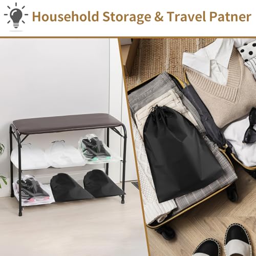 COIDEA 20 Pack Black Shoe Bags for Travel, 15.7" x 11.8", Waterproof Portable Drawstring Travel Shoe Storage Bags - color: Black