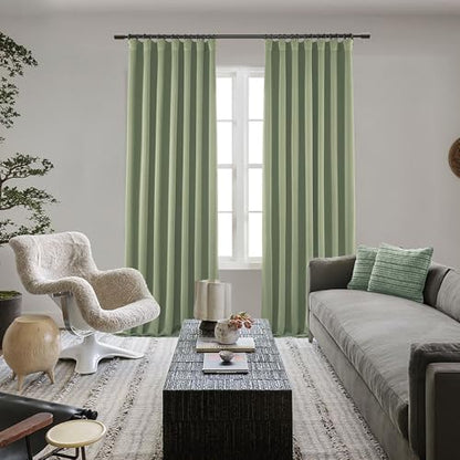 Thermal Insulated Black Out Curtains 72 Inch Long, Back Tab Rod Pocket Sage Green Thick Polyester Heavy Duty Insulating Curtains for Winter to Keep Cold Out, Wide 52x72 In Length, 2 Panel Set - color: Sage Green, size: 52"W x 72"L (Pack of 2)