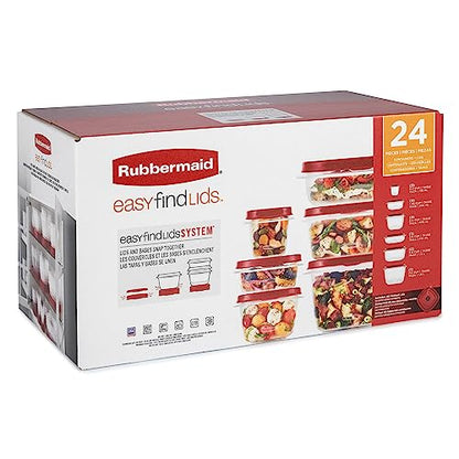 Rubbermaid Assorted Food Storage Container Set - Case of: 1; Each Pack Qty: 24; Total Items Qty: 24