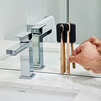 TOOLETRIES The George Toothbrush Holder, Silicone Toothbrush Holder for Bathroom & Shower, Wall Mounted Bathroom Organizer with No-Residue Adhesive, Removable & Reusable - Charcoal