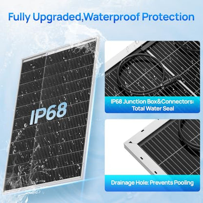 ECO-WORTHY 100 Watt Solar Panel 18 Volt Monocrystalline Solar Panel High Efficiency Module RV Marine Boat Caravan Off Grid - style: 100W N-Type Solar Panel