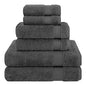 Cotton Paradise Towel Set of 6, 2 Bath Towels, 2 Hand Towels and 2 Washcloths Towels for Bathroom Sets, Smoke Gray - color: Dark Gray
