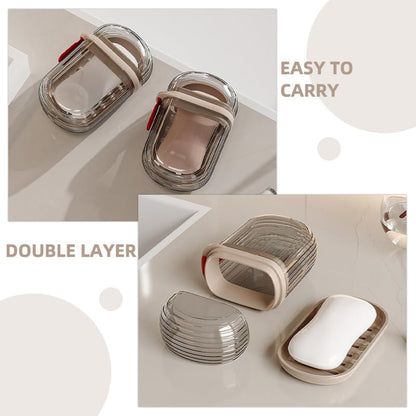 MAGICLULU 2 Pack Travel Soap Box with Lid Leakproof Double Layer Soap Holder for Bathroom and Outdoor Camping Portable Bar Container with Drain 4.33 X 2.75 X 1.57 Inches