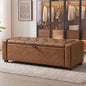 SONGMICS Storage Ottoman, Storage Chest Bench with Legs, End of Bed Bench with Safety Hinges, Pull Tab, for Living Room, Bedroom, 19.7 x 47.6 x 16.5 Inches, Synthetic Leather, Coffee Brown ULOM521KQ01 - color: Coffee Brown, style: Modern