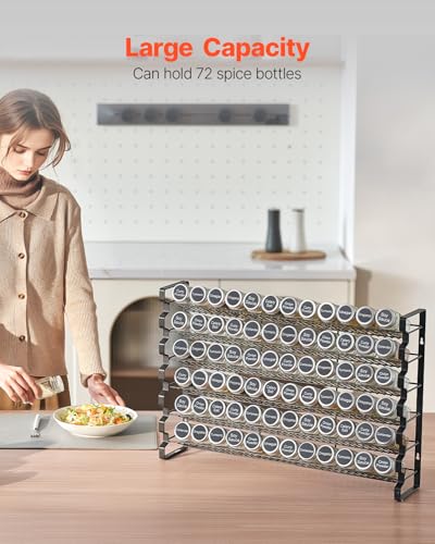 VEVOR Spice Rack Organizer for Cabinet, Spice Organizer with 72 Empty Spice Jars, Lids, Spice Labels, and Funnel Complete Set, Seasoning Organizer for Countertop, Kitchen, Pantry, Cupboard, 23x16 in - size: 23x16 in