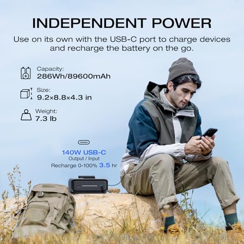 EF ECOFLOW River 3 Plus Portable Power Station Extra Battery EB300, 286Wh Expansion LiFePO4 (LFP) Battery with 10-Year Lifespan, Built-in 140W USB-C Port for Charging/Discharging, Use Independently - style: River 3 Plus EB300