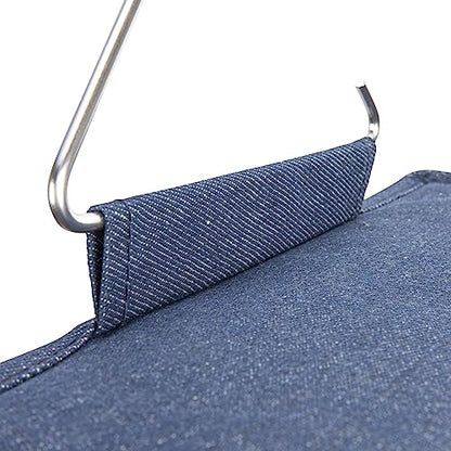 Household Essentials Hanging Cotton Blend and Plastic Closet Shoe Organizer with 10 Storage Compartments, Denim - color: Denim