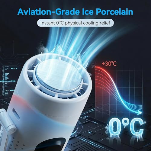 Portable Handheld Fan with Ice Cooling Plate, 3 in 1 Mini Personal Fan with Light & Clip, 5 Speed Rechargeable Fan with LED Display & Hidden Stand, Hands Free Camping Fan for Travel, Desk (White) - color: F9A-W