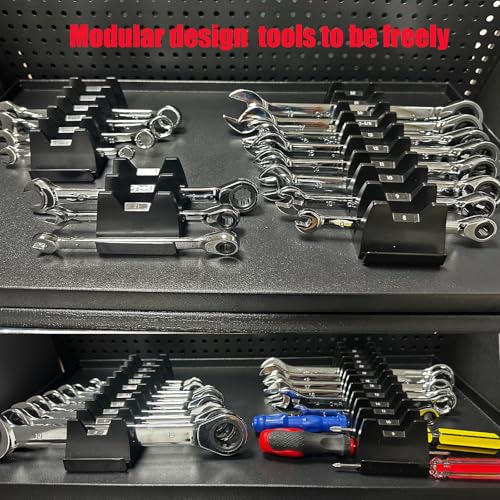 12 pcs Magnetic Modular Wrench Organizer Wrench Holder - Wrenchs Tool Organizers for Tool Drawer Storage, Wrenchs Rack with Metric SAE Labels, Tool Storage Set Holder Festival for Mechanics - style: 12 PCS