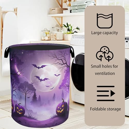 Pumpkin Party Foldable Laundry Hamper - Waterproof Fabric Storage Basket with Handles, Clothes Hampers for Laundry,Bedroom,Dorm - color: Pumpkin Party