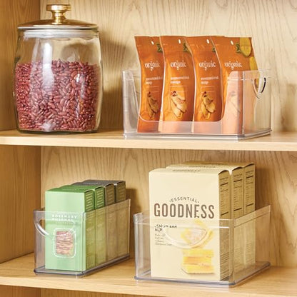 iDesign Plastic Stackable Kitchen Cabinet Storage Bin, Clear | With Handles, Pantry Organizer - style: Pack of 1