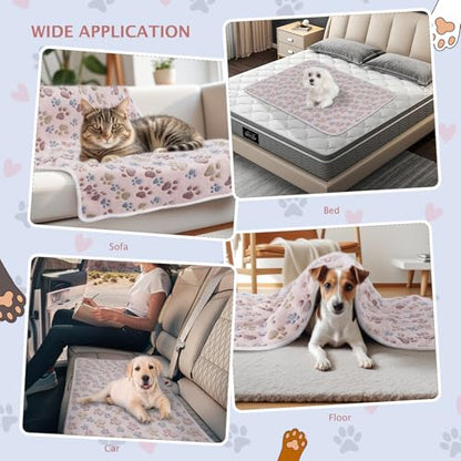 BVAGSS 6 Pack Small Dog Blanket, Super Soft Warm Pet Cover Blankets, Paw Print Puppy Fleece Flannel Blanket for Small Medium Dogs and Cats MW003 - color: Beige Paw, size: 6 Pack of 23.6x15.7 Inches
